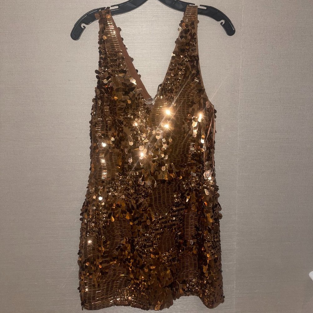 Ramy Brook Marly sequin mini dress in Copper, US size 6 and size 8 (runs large)